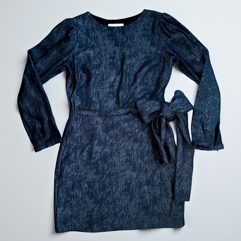 Michael Kors Sexy Metallic Little Black Dress With Bow